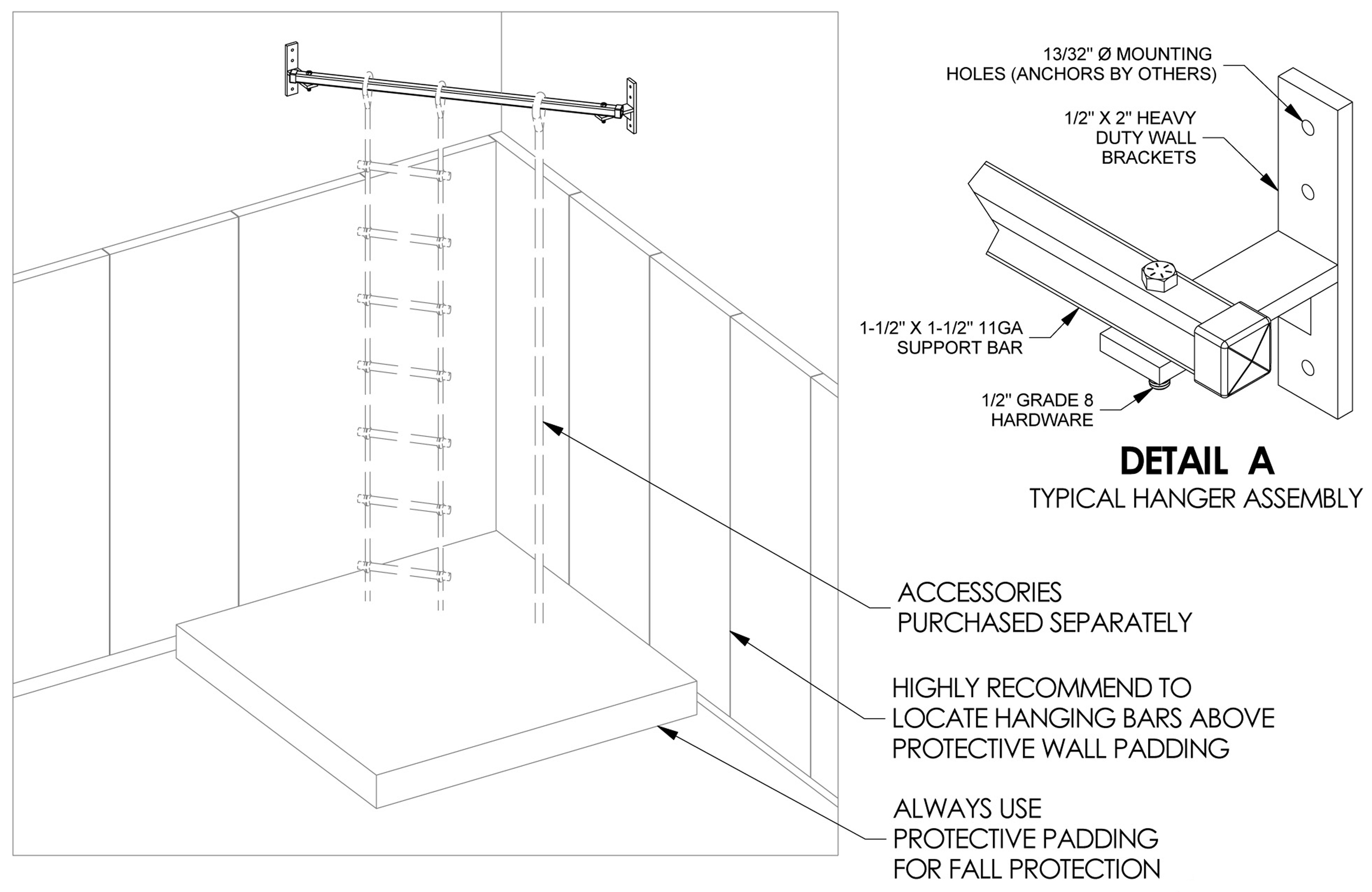 Corner Hanging Bar Product Specifications | CHB Series