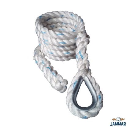 Metal Thimble Climbing Ropes | White Poly Dacron - Jammar MFG
