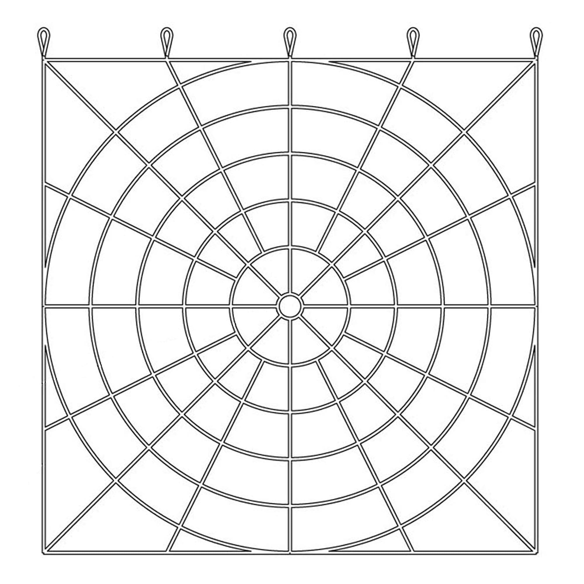 Vertical 'B' - 6" metal ring center | rope border w/ eye loops